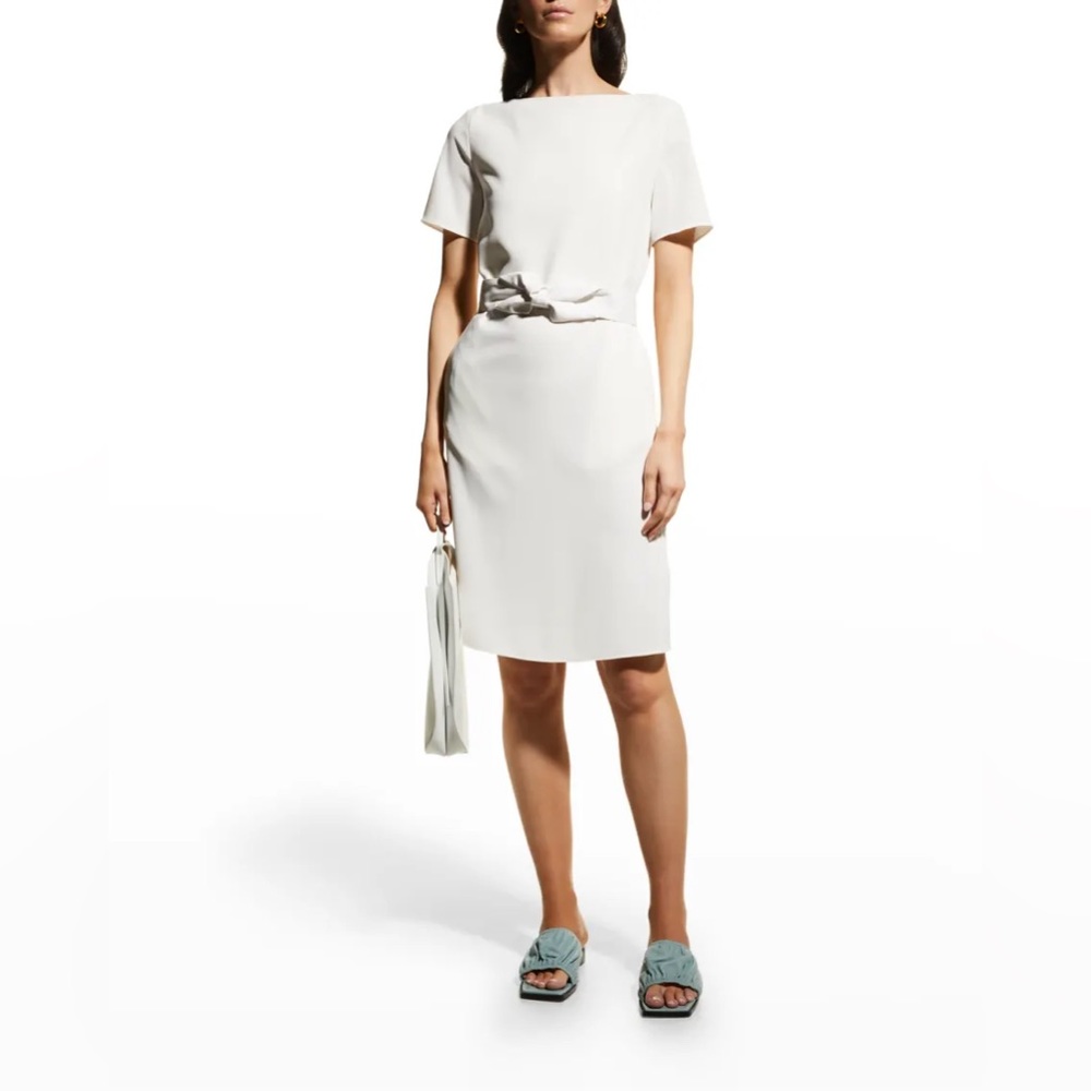 Emporio Armani Belted Fluid Crepe Sheath Dress - Size 2